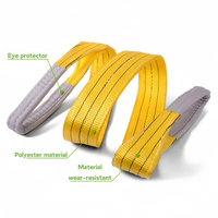 Özelleştirilebilir 100% Polyester çift katlı çift göz yeşil kaldırma sapan dokuma 1 Ton kapasiteli sapan sonsuz tip kaldırma kemeri