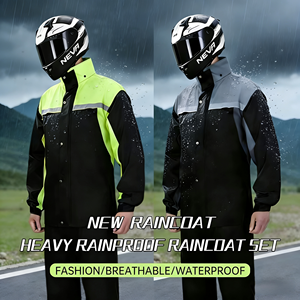 Combinaison de <span class=keywords><strong>pluie</strong></span> à capuche haut de gamme, coupe-vent, résistante à l'usure, imperméable, avec logo personnalisé, pour moto, vélo électrique, conduite en extérieur - Product Image 4