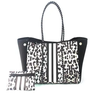 Großhandel Neopren Einkaufstasche Kunden spezifische stilvolle mehrfarbige optionale Strand handtaschen