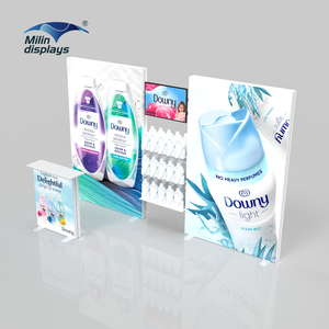 Étagère de présentation lumineuse LED en tissu avec profilé en aluminium autoportant 10x10, rétroéclairée, pour exposition de cosmétiques et de bijoux - Product Image 2