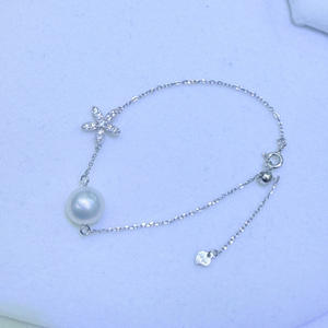 Bracelet en perles d'eau douce naturelles Tianzhuji 10-11 mm, presque sans défaut, argent pur, petit motif de fleur, pendentif en perle blanche - Product Image 3
