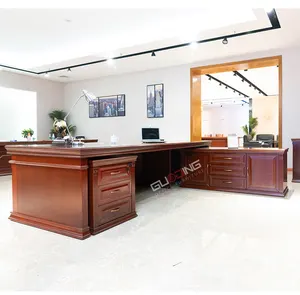 Top Selling E1 MDF Fashionable Wooden Office Desk large executive desk 2.4m 3.2m Big Size Office Desk