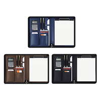 Padfolio Bag Pu cuero ejecutivo con cremallera titular de cuero documentos organizador cartera carpeta