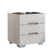 Table de chevet intelligente Station de charge sans fil et lumières LED et armoire de rangement à 3 tiroirs Table d'appoint moderne pour chambre à coucher