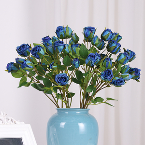 7 cabezas pequeñas <span class=keywords><strong>rosas</strong></span> boda ramo decoración flores de seda blanco rosa rojo <span class=keywords><strong>azul</strong></span> profundo bebé <span class=keywords><strong>rosas</strong></span> - Product Image 4