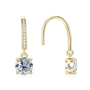 <b>Earrings</b> Jewelry Women Wholesale Bulk Eco-friendly Copper <b>Gold</b> Plated Round Cut 1CT VVS GRA Moissanite Fashion <b>Dangle</b> <b>Earrings</b> - Product Image 5