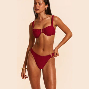 Bikinis & Vêtements de plage <span class=keywords><strong>Maillot</strong></span> de <span class=keywords><strong>bain</strong></span> sexy pour femme, haut de bikini à armatures en U et bas de bikini <span class=keywords><strong>tanga</strong></span>, ensemble 2 pièces - Product Image 1