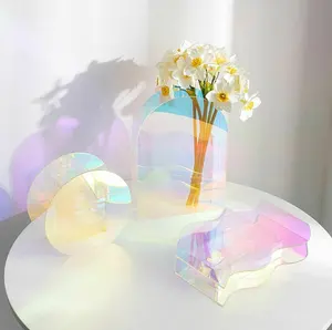 DESY fabrika Nordic renkli akrilik çiçek vazolar sanat geometrik vazo oturma odası çiçek düzenleme ofis masa ev dekorasyon