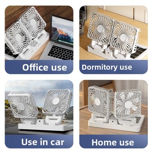 Nouveau mini <span class=keywords><strong>ventilateur</strong></span> portable 5V <span class=keywords><strong>USB</strong></span> à interface universelle pour camions de grande taille, double tête, à énergie solaire, moteur sans balais, 3 vitesses - Product Image 4