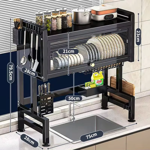 Thuận tiện & tiết kiệm không gian ba tầng nhà bếp món ăn lưu trữ giá Nhiều Tầng món ăn chia Kệ trên bồn rửa cho máy sấy - Product Image 2