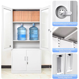 Gabinete de Almacenamiento Metálico Moderno con Estantes Ajustables y Cerradura - Multiusos <span class=keywords><strong>para</strong></span> Oficinas, Cocinas, Hoteles, Dormitorios, Oficinas en Casa, Gimnasios - Product Image 3