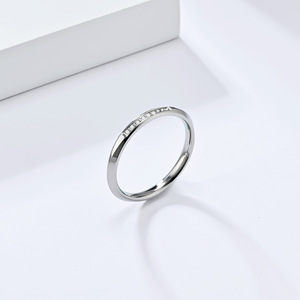 <b>Titanium</b> Steel <b>Ring</b> With 3A Zircon Channel Setting Geometric Design For Women Gift Jewelry - Product Image 3