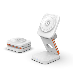 Support de charge magnétique sans fil pliable 15W à charge rapide 3-en-1, station de charge et support de téléphone pour téléphone, montre et écouteurs, angle réglable, OEM - Product Image 2