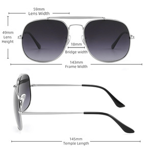 2025 nuevas gafas de sol cuadradas de alta calidad de doble puente de Metal parasol polarizado para <span class=keywords><strong>lentes</strong></span> ópticas Anti-UV para exteriores - Product Image 3