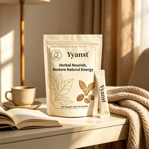 Café Instantáneo con Extracto de Plantas Herbales Naturales, 10g*10 Sobres, Bolsa Resellable con Diseño de Hoja Dorada, Bebida Botánica Pura - Product Image 5