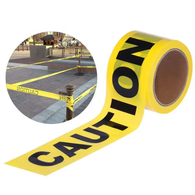 Ruban d'avertissement PE en plastique 50mm x 100m pour signal de danger imprimé jaune personnalisé barricade détachable souterraine