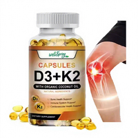 Kapsul Vitamin D3 K2 dengan Minyak Kelapa Organik untuk Mendukung Kesehatan Tulang, Jantung, dan Imunitas, Kapsul Vegan 120 Buah