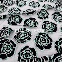 Bas en maille pour filles, broderie de roses noires perlées et sequins, tricoté 100% polyester, résistant à l'abrasion, séchage rapide, respirant
