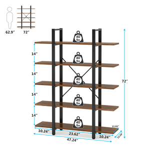 Tribuna <span class=keywords><strong>scaffale</strong></span> a 5 livelli, <span class=keywords><strong>Vintage</strong></span> stile <span class=keywords><strong>industriale</strong></span> libreria <span class=keywords><strong>Vintage</strong></span> Organizer unità di scaffalatura - Product Image 6