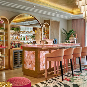 Custom Semi pietra preziosa mobili retroilluminati quarzo rosa cristallo rosa traslucido bancone Bar in pietra - Product Image 2