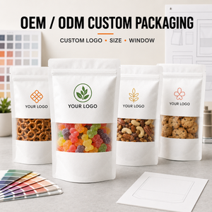 Bolsas de Papel Kraft Blancas Reutilizables de Alta Calidad con Ventana y Logotipo Personalizado, Diseñadas para Alimentos, Dulces y Bocadillos OEM/ODM - Product Image 6