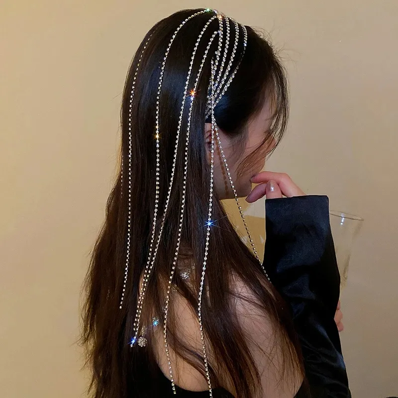 Bandeau à pampilles de 42CM de Long, bijoux en strass, accessoires de coiffure en cristal pour femmes