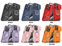 Nouvel Arrivage pour Coque de Téléphone Mobile Hybride TPU + PC pour iPhone 15/15 Pro/16/16 Pro/16 Plus/16 17 Pro Max avec Fenêtre Coulissante et Protection d'Objectif