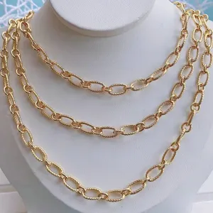 Großhandel Luxus 18 Karat vergoldet Messing Link Kette Halskette Hot Selling O Kettenglied für die Schmuck herstellung