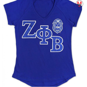 Camiseta Personalizada con Logotipo Impreso, Cuello en V, Zeta Phi Beta Sorority, Estilo Griego, para Mujer, Camiseta Blanca Personalizable - Product Image 2