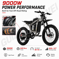 Coswheel R19 Moto Tout-Terrain Électrique 9000W 72V Lithium 40Ah Cadre en Alliage d'Aluminium Shimano 7 Vitesses Pneus 19x2.75 Frein à Disque >80km/h
