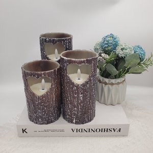 Flamme 3D clignotante <span class=keywords><strong>LED</strong></span> <span class=keywords><strong>bougie</strong></span> à piles conception d'écorce de <span class=keywords><strong>sapin</strong></span> artificiel <span class=keywords><strong>pour</strong></span> la décoration de la maison en plastique - Product Image 4