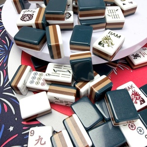 Juego de Mahjong Retro Morandi Azul Oscuro con Ilustraciones de Flores y Aves al Estilo Nacional, Fichas de Mahjong Personalizadas, Juego de Mahjong de Alta Calidad para Reuniones Familiares - Product Image 5