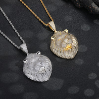 Pendentif Tête de Lion Roi des Bêtes Forêt Unique en Cuivre pour Accessoires Hip Hop Bestseller Micro-Incrusté de Zircon Torsadé Singapour