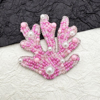 Applique en tissu décorative artisanale en forme d'étoile de mer et de corail, ornée de perles et de paillettes, à coudre pour vêtements, chapeaux, sacs et vêtements d'extérieur DIY