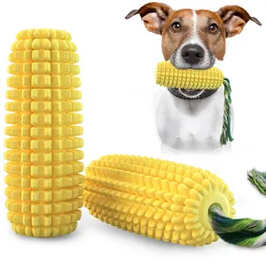 Wholesale Interactive TPR Corn Puppy Teething Tough Rope Pet Chew Stick Toy Dog Squeaky Toys For Aggressive Chewers