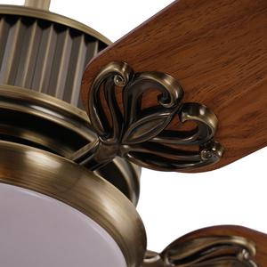 Venta al por mayor directa Ventilador de techo antiguo de 52 pulgadas 5 aspas Luz LED DC Control remoto 100% Motor de cobre Sala de estar Clásico Vintage - Product Image 4