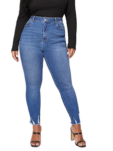 <span class=keywords><strong>Jeans</strong></span> Skinny da Donna Taglie Forti a Vita Alta Elasticizzati, Leggings a Matita in Denim Lavabile, Vestibilità <span class=keywords><strong>Slim</strong></span>, Design Strappato, Primavera Autunno Inverno - Product Image 1