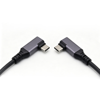 Câble USB-C court coaxial à 90 degrés, en alliage d'aluminium avec gaine en PVC, 10G 100W 5A, charge rapide pour VR, Smart TV, tablette, téléphone portable