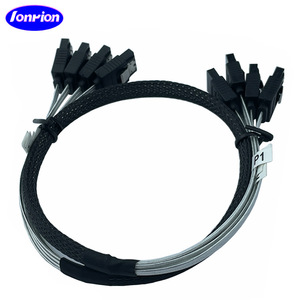 Ionrion 4Sata To 4Sata Silver Cable Braided Mesh Data Cable For Computer Hard <b>Drive</b> <b>SATA</b> Interface - Product Image 4