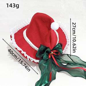Gorro navideño Luling Yaoyao de talla única con lazo verde para decoraciones y regalos navideños - Product Image 5