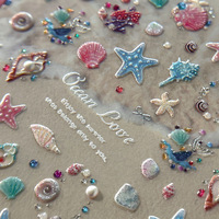 Autocollants 5D Stéréo TSZS en Gros pour Ongles : Coquillages, Étoiles de Mer, Poissons, Crabes, Monde Sous-Marin – Décoration d'Ongles Thème Vacances à la Plage