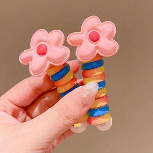 Cute Bow Knot Colorful Telephone Wire <b>Baby</b> Girls Elastic Hair Ties Ponytails Hair Accessories - Product Image 6