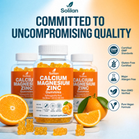 Complément alimentaire en vitamine C en gros, marque Solilan, OEM ODM, soutient le système digestif, gommes au calcium, au magnésium et au zinc pour des os solides