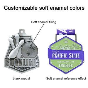 LY Wholesale Médailles de bowling en alliage de zinc dorées, Médailles sportives en métal - Product Image 3