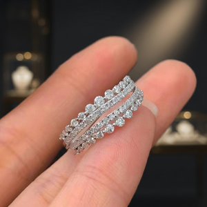 Anillo de compromiso Mishang de oro blanco de 18k con circonita y diamante cultivado en laboratorio, anillo de boda chapado en oro con media pavé, superventas - Product Image 2