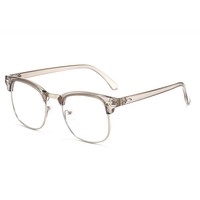 Lunettes anti-lumière bleue 2026 à verres plats, charnières métalliques, monture semi-cerclée, style vintage avec rivets, verres photochromiques