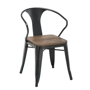 Ucuz vintage siyah metal restoran sandalye