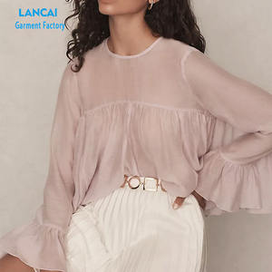 เสื้อซาตินสำหรับผู้หญิงคอกลมแขนยาวทรงหลวมแขนสั้นเสื้อลำลองหวานๆสำหรับชีวิตประจำวัน - Product Image 4