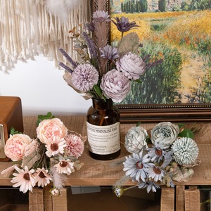 Ramo de Flores de Peonía Artificial Luoer, Tela Tejida de Plástico, Decoración para Bodas y Hogar CF01353 - Product Image 2