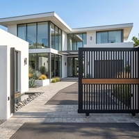 Puerta Corredera Eléctrica Automática de Diseño Rústico en Aleación de Aluminio, Resistente, para Uso en Hospitales, Villas, Industrias y Patios